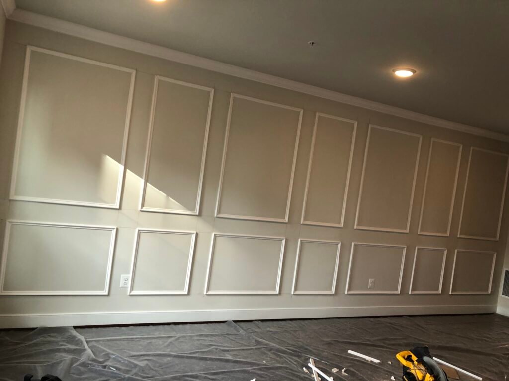 Living room remodel with new wainscoting panels in a Frederick, MD home